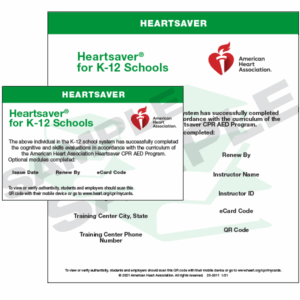 K-12 American Heart Association HeartSaver ecard